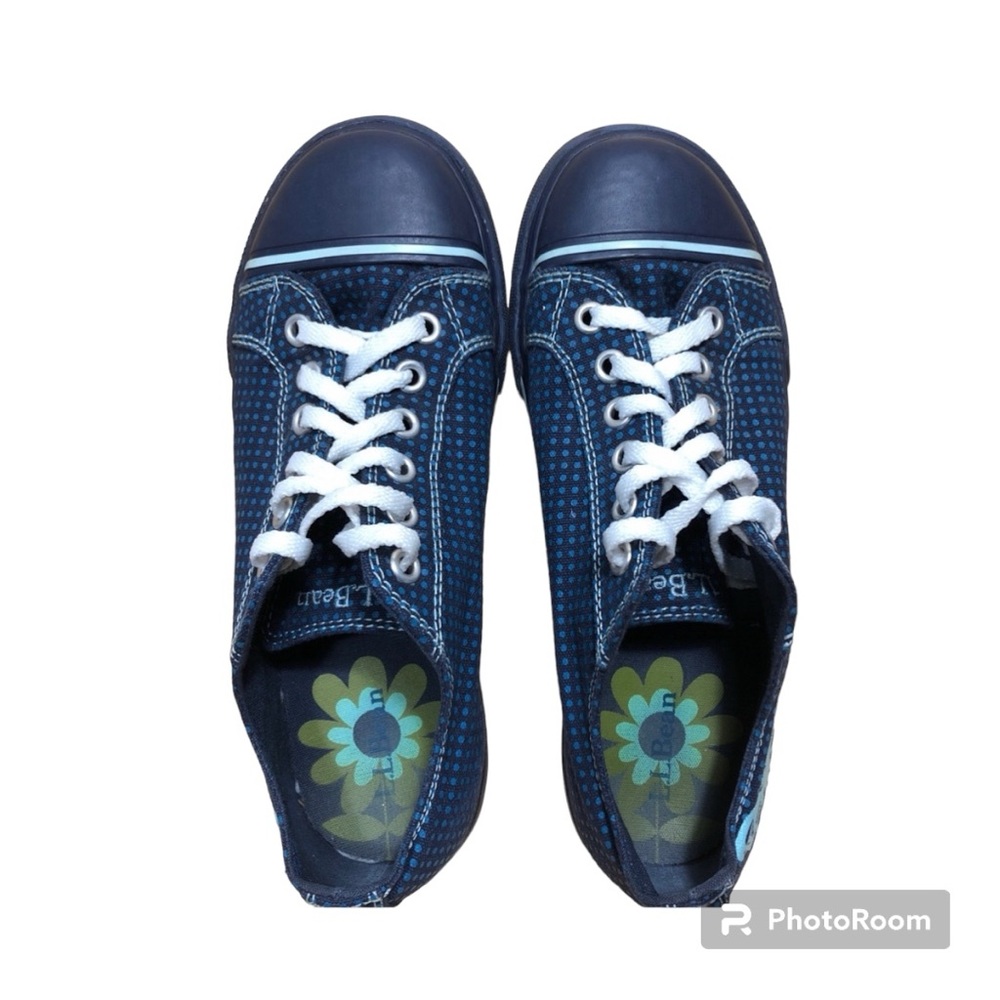 L.L. Bean Polka Dot Butterfly Canvas Sneakers Navy Size 4 - Picture 4 of 7